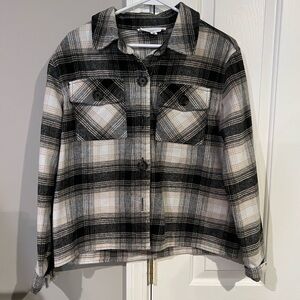 BB Dakota by Steve Madden Black and White Plaid Utility Jacket